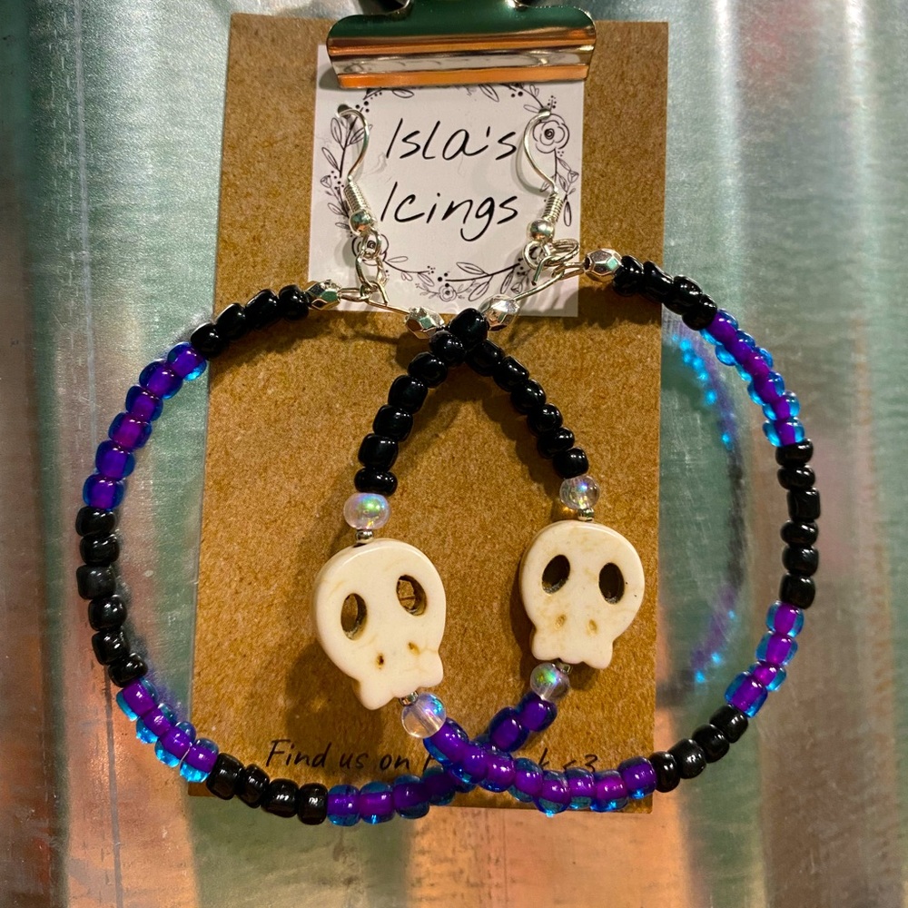 Beaded Hoop Earrings - Picture 1 of 1